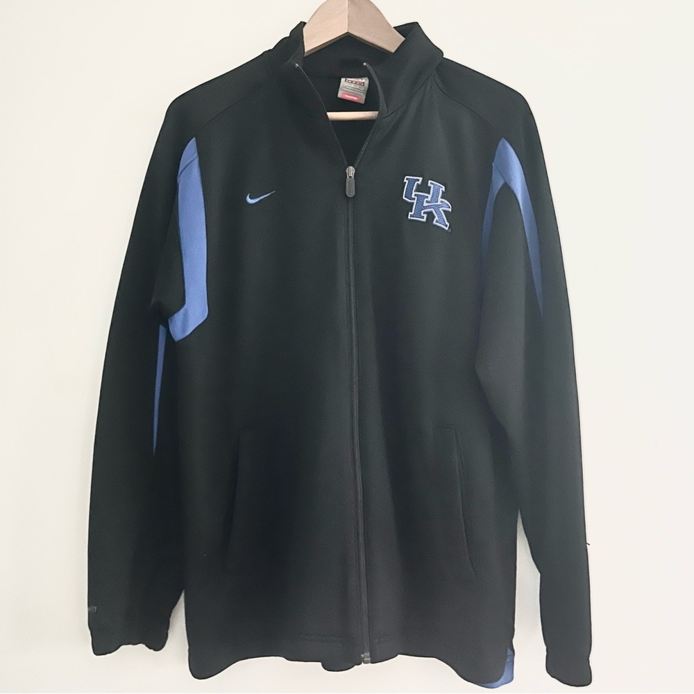 Nike Team University of Kentucky Wildcats Black Blue Fill Zip Embroidered Mens M - Picture 2 of 7